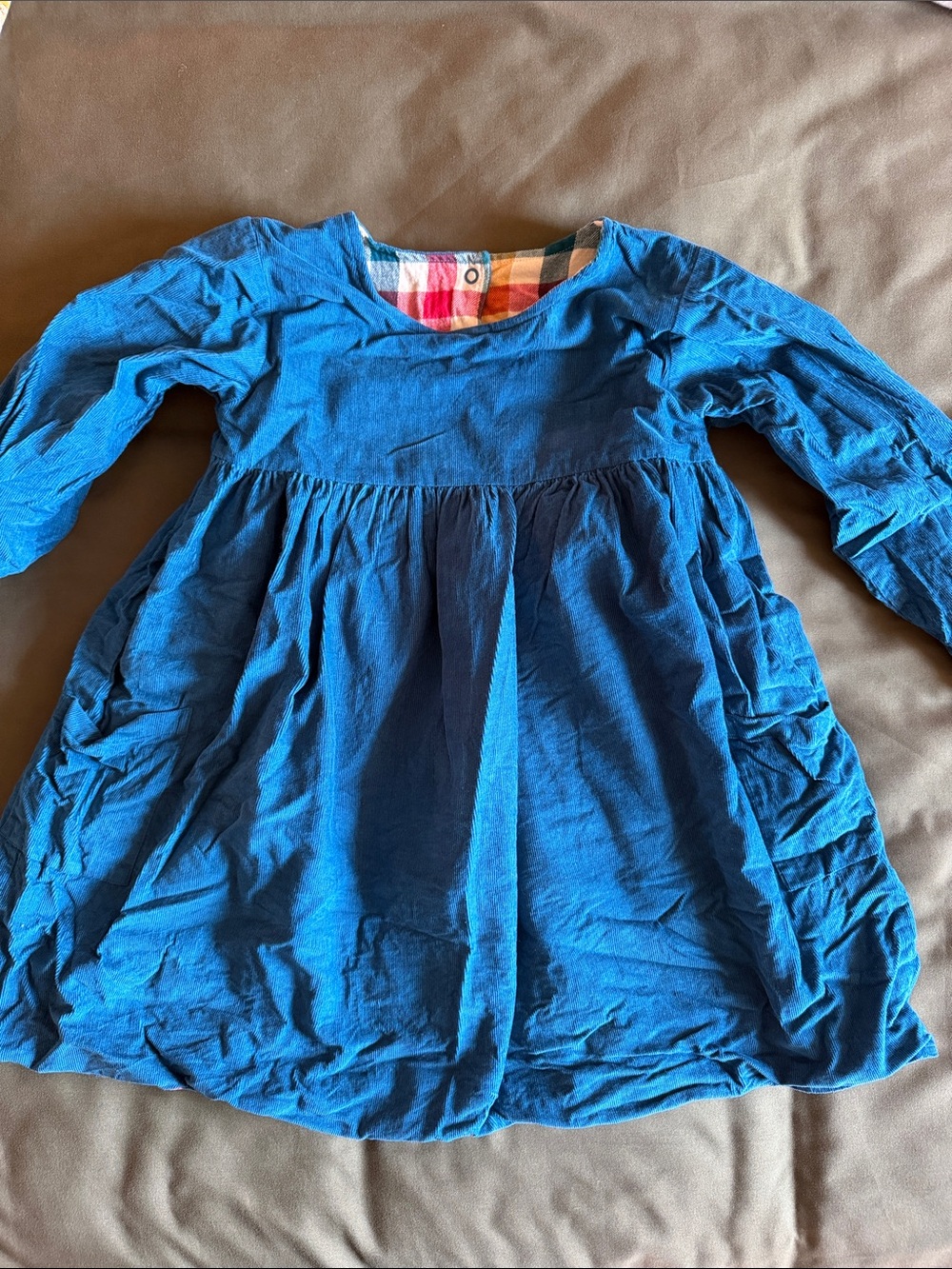 {LITTLE GREEN RADICALS} Blue After Day Reversible corduroy pocket dress 5-6yrs